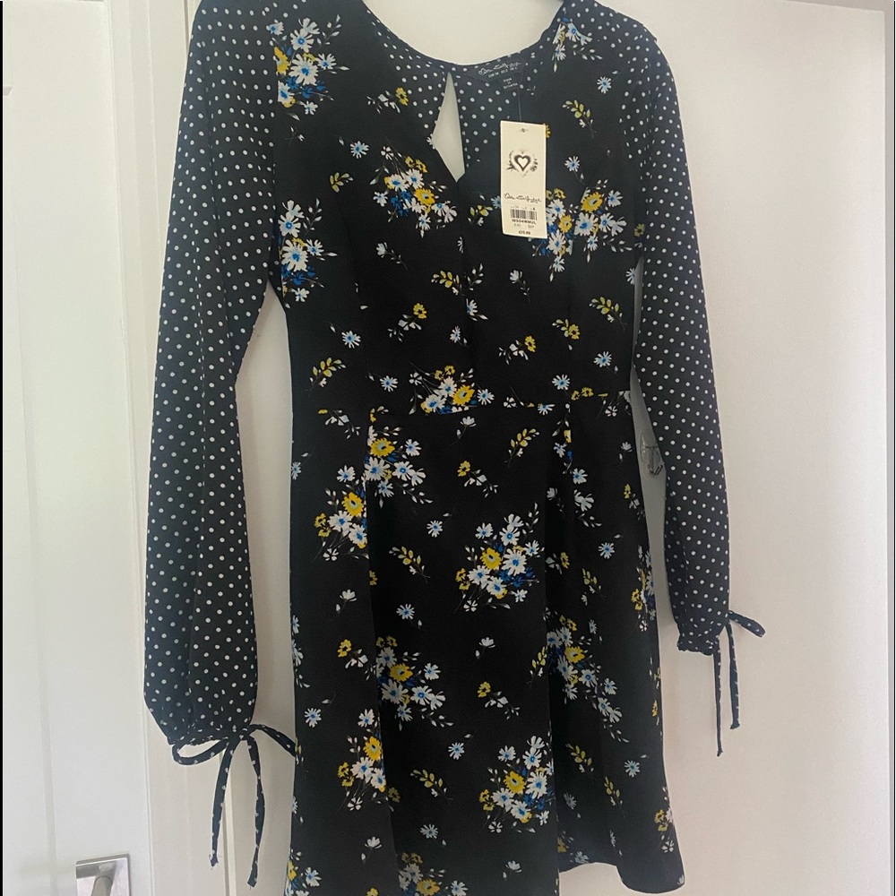 Miss SelfRidge Spot and Floral Print Dress - Picture 3 of 3